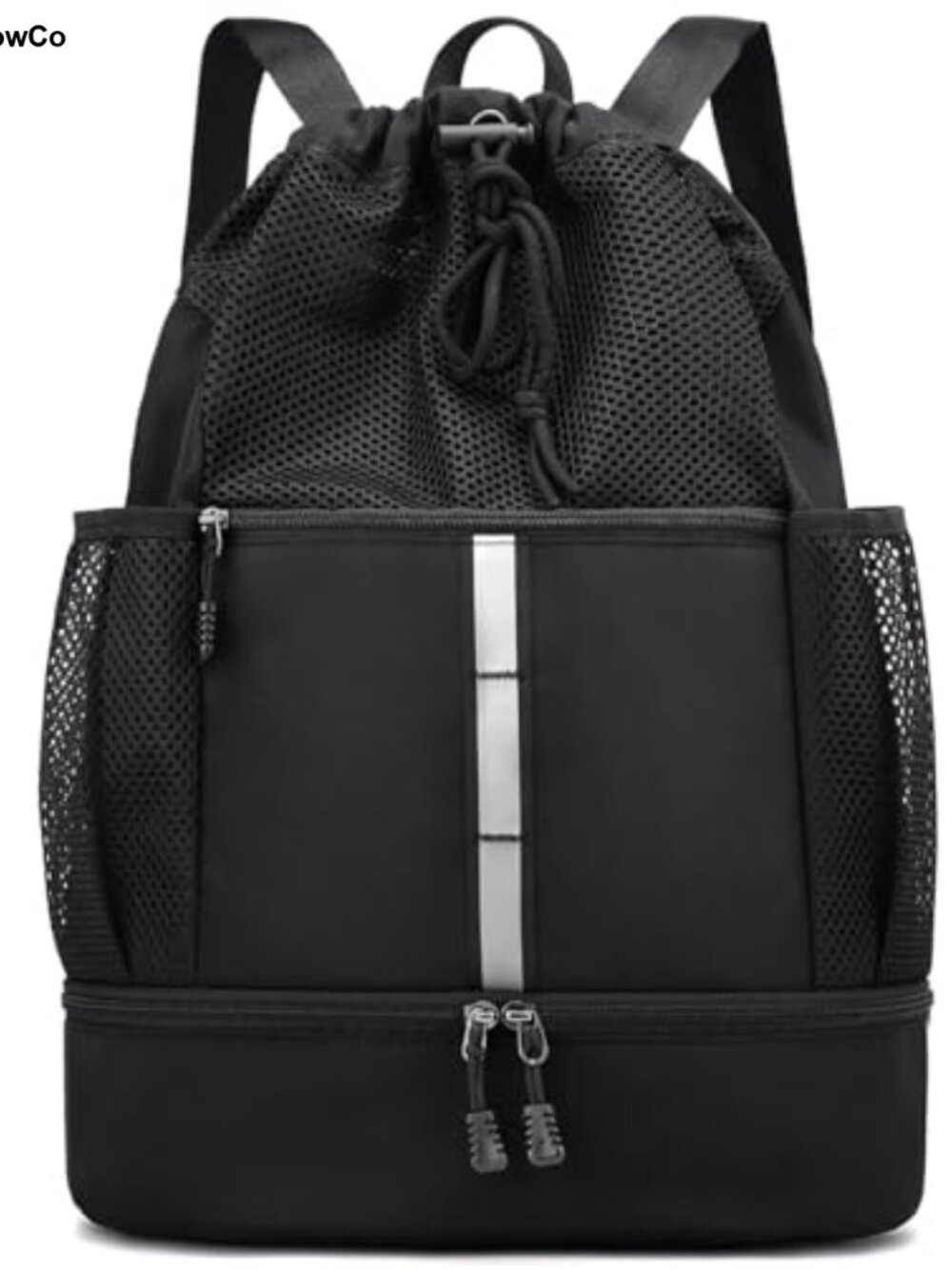 Water Repellent Oxford Drawstring Gym Backpack with Shoe Compartment